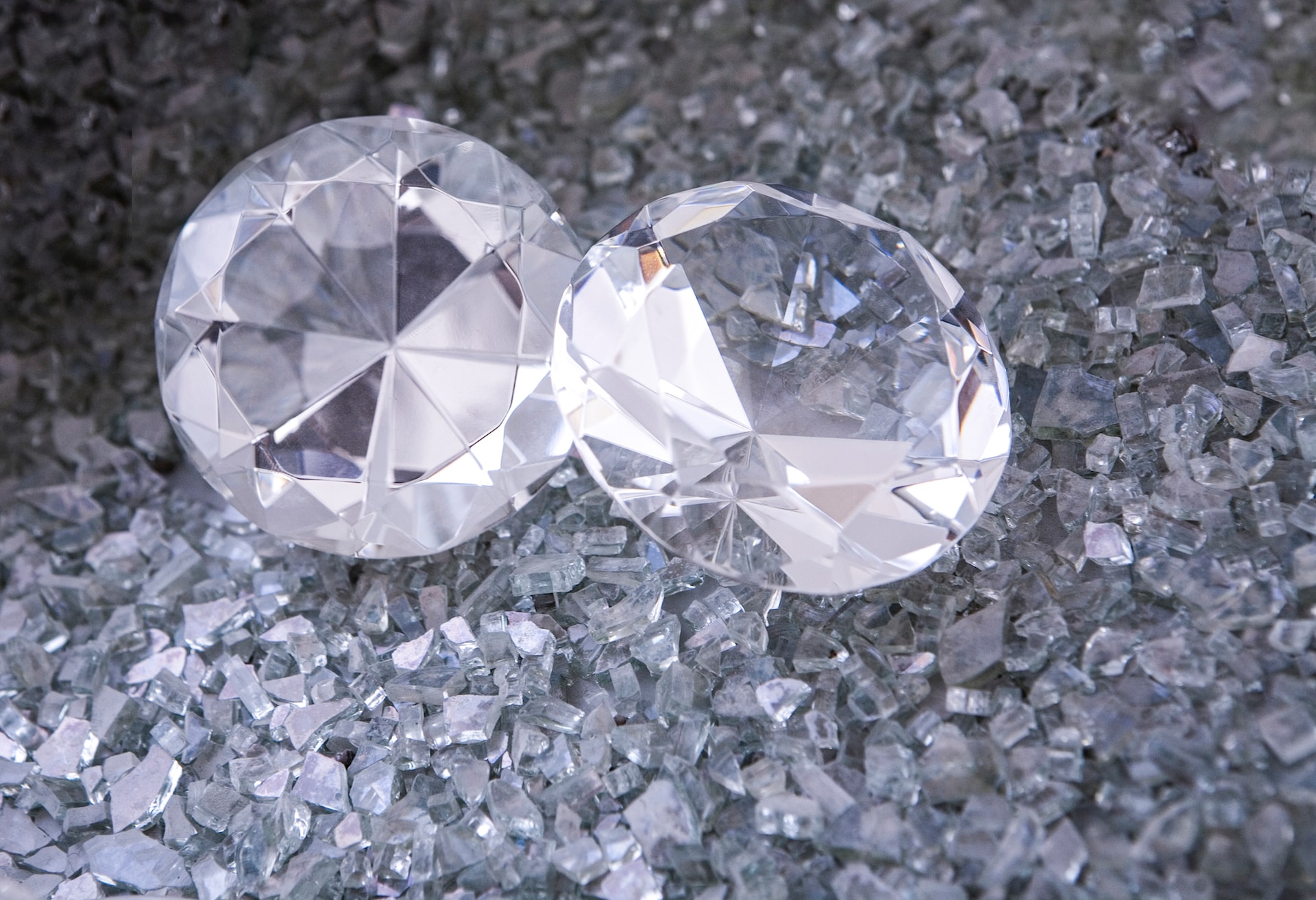 A pile of loose polished diamonds